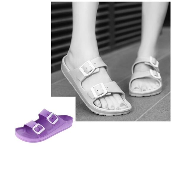 Purple Summer Double Strap Sandals - Picture 1 of 2